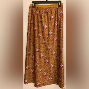 LoveShackFancy Aimee Midi Skirt Gold Floral Size Medium